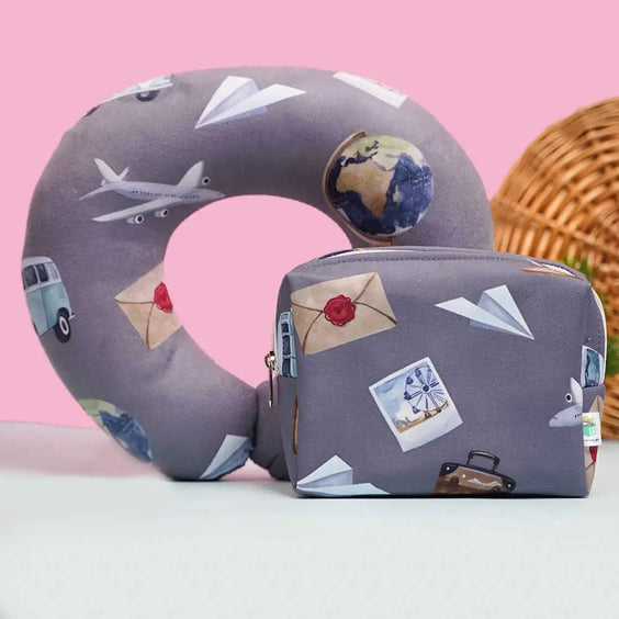 Personalized kids neck pillow with box pouch Set