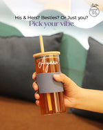 Personalised Glass Tumbler with Bamboo Straw