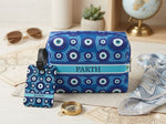 Printed box pouch with luggage tag